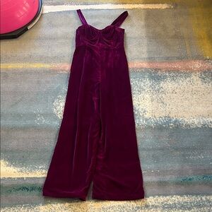 Anthropologie Purple Velvet Jumpsuit like new bustier corset like too plum